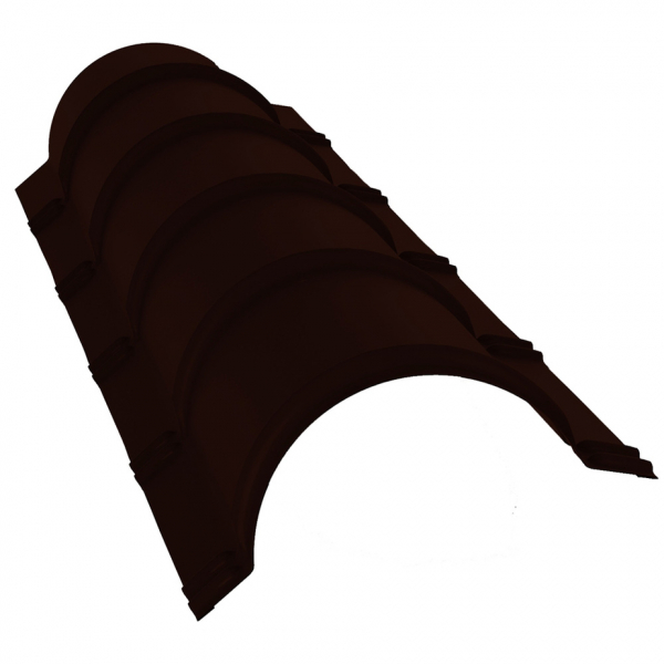 Конек полукруглый для металлочерепицы 2 м Стальной Бархат/Rooftop Matte темно-коричневый RR 32